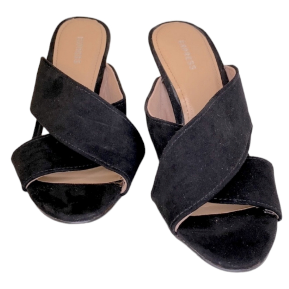 Express | Black Criss Cross 4 1/2” heels